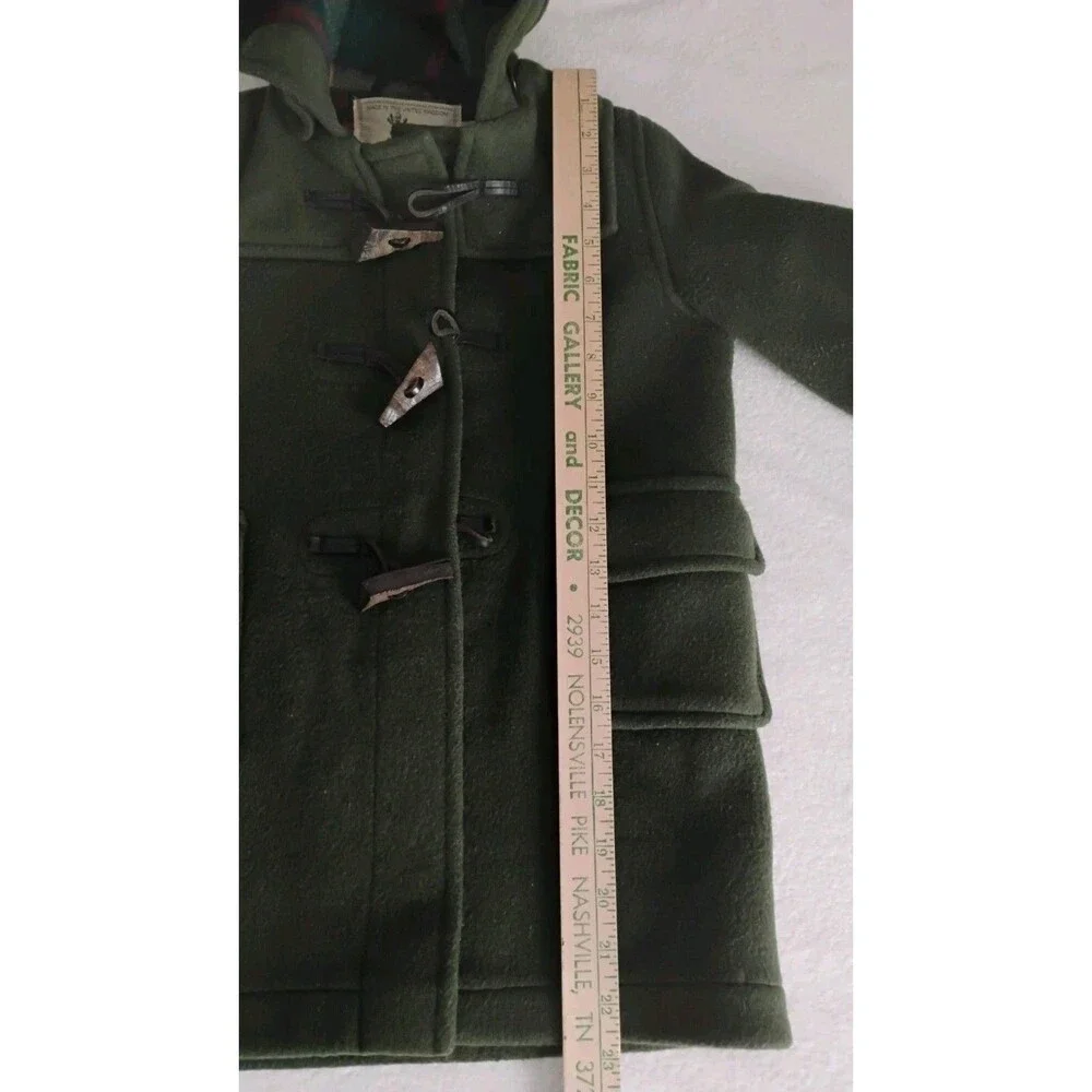 Vtg Child’s The Scotch House Winter Coat Boys Green Wool Hooded Sz 5 Preppy UK